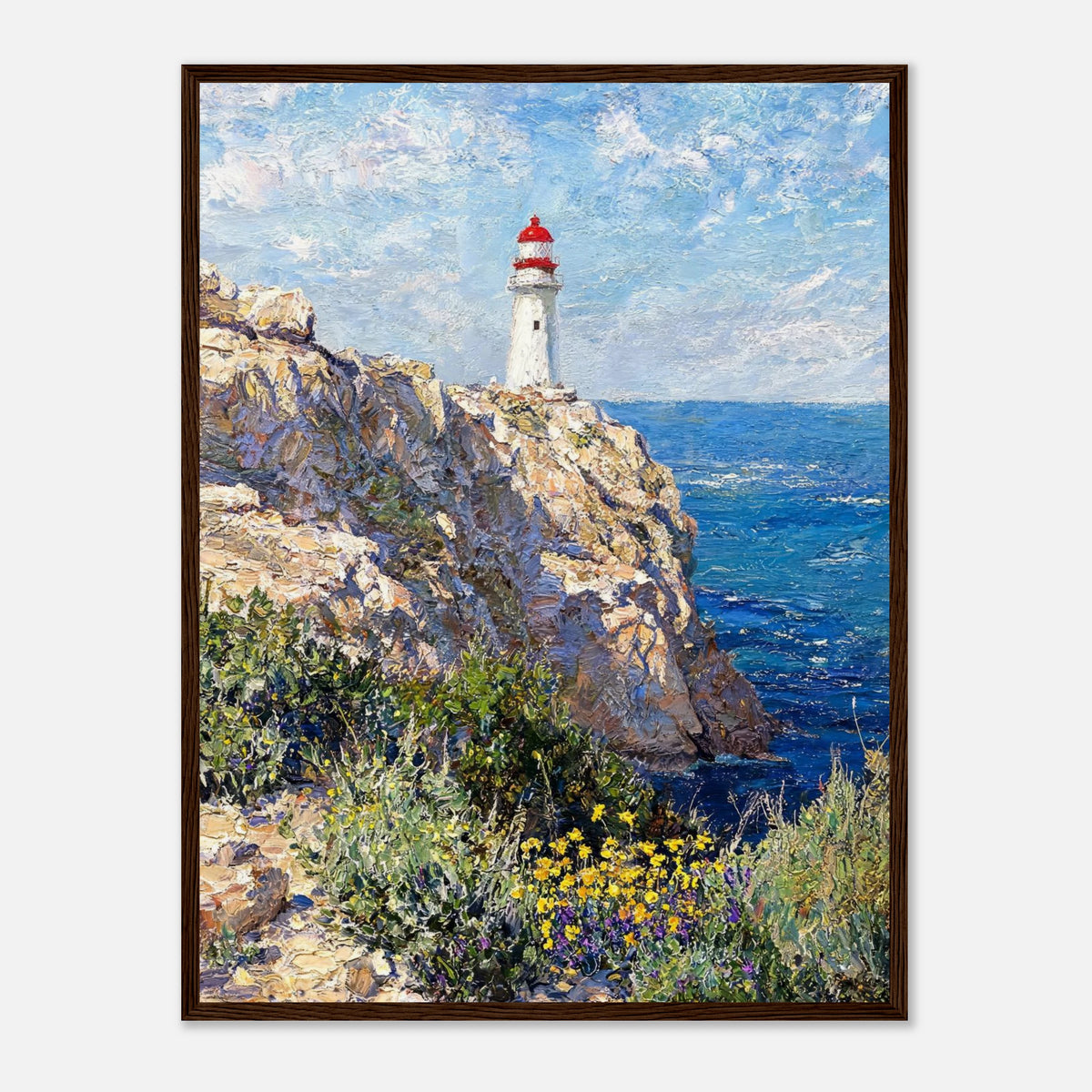Coastal Cliff Lighthouse Coastal View Impressionist Art Print