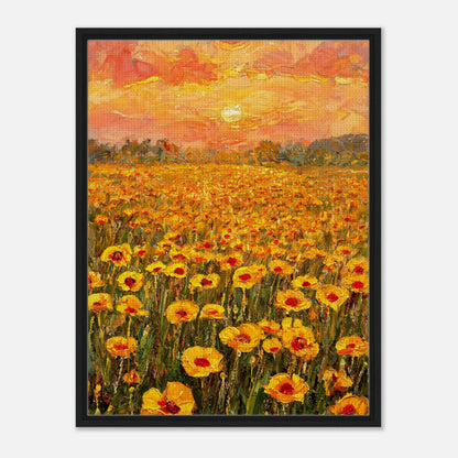 Golden Poppy Field at Sunset Impressionist Art Print