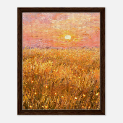 Golden Wheat Field at Sunset Impressionist Art Print
