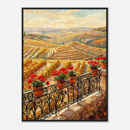 Tuscan Terrace Autumn Vineyard View Impressionist Art Print