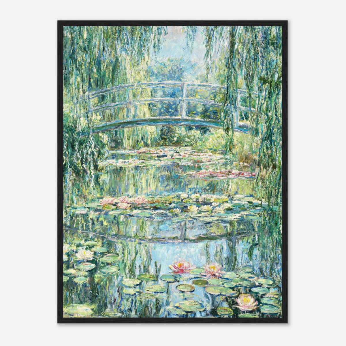Weeping Willow & Japanese Bridge Water Lilies Impressionist Art Print