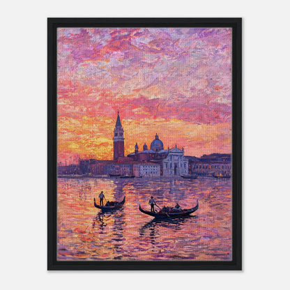 Venetian Gondolas at Sunset Impressionist Art Print