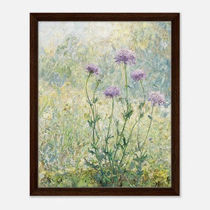 Wild Purple Blossoms in Sunlit Meadow Impressionist Art Print