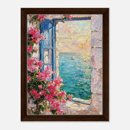 Mediterranean Sea Window Bougainvillea Impressionist Art Print