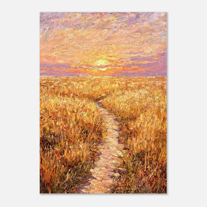Golden Meadow at Sunset Impressionist Art Print
