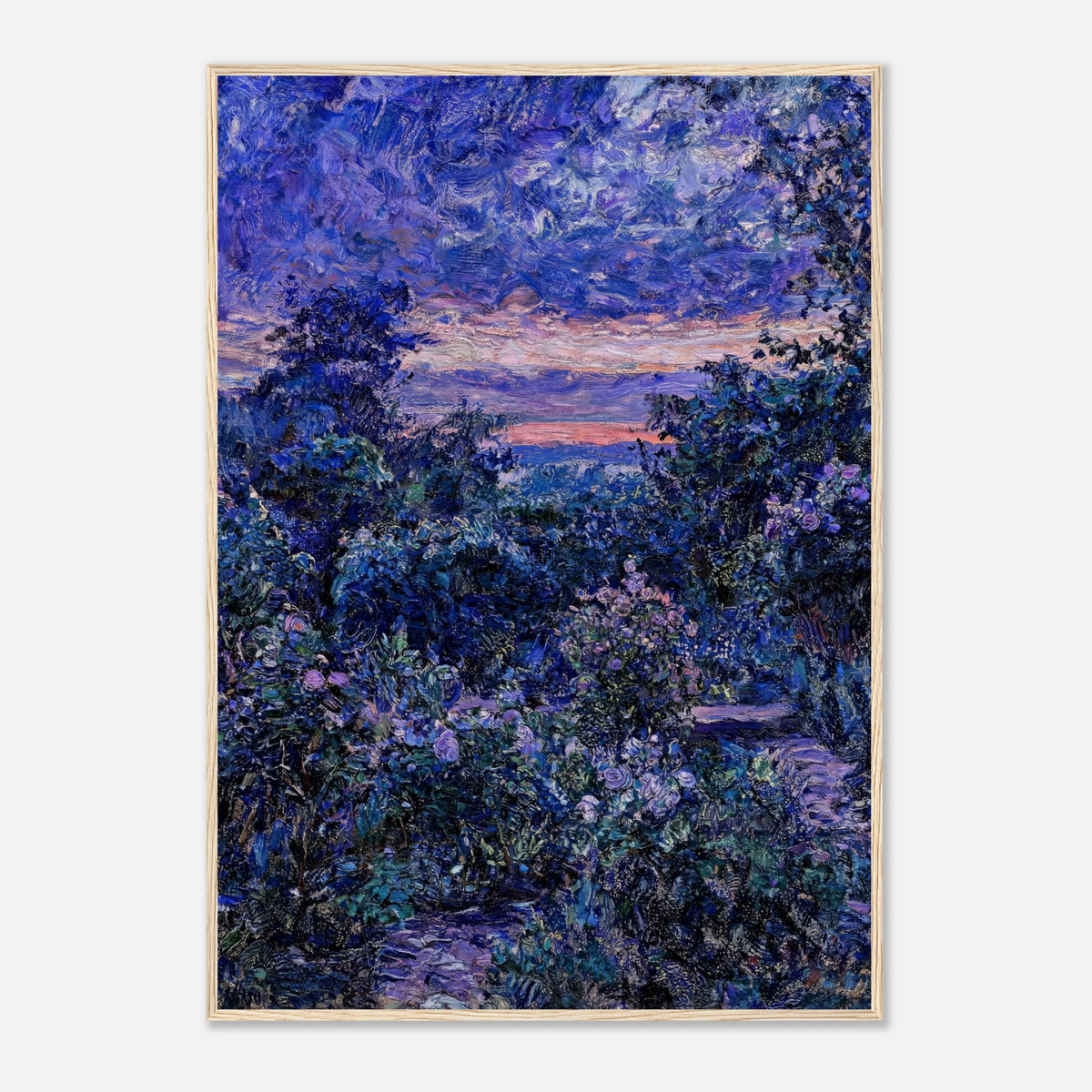 Twilight Garden & Blue Dusk Impressionist Art Print