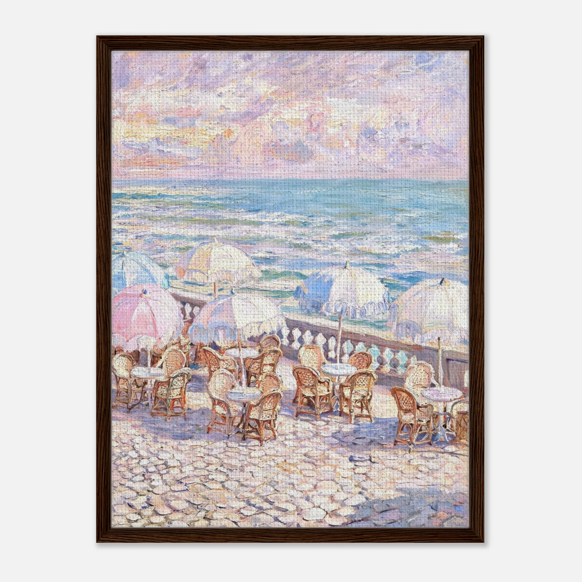 Pastel Seaside Cafe Impressionist Art Print