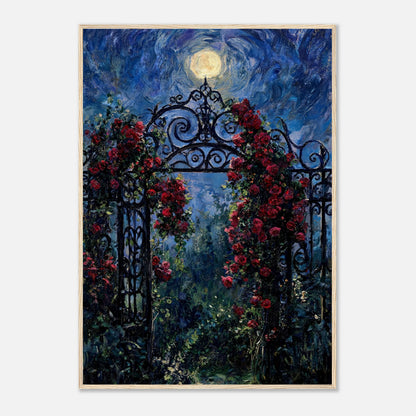 Moonlit Rose Arch Garden Impressionist Art Print