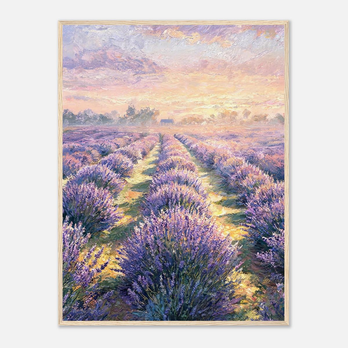 Provence Lavender Field at Sunset Impressionist Art Print
