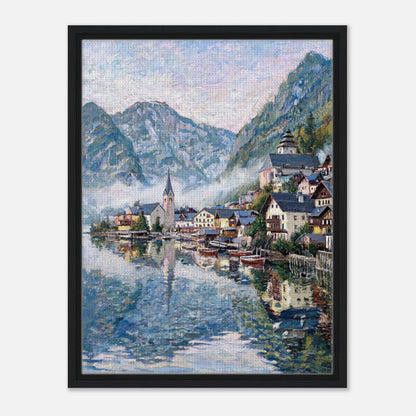 Alpine Lakeside Village Impressionist Art Print