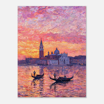 Venetian Gondolas at Sunset Impressionist Art Print