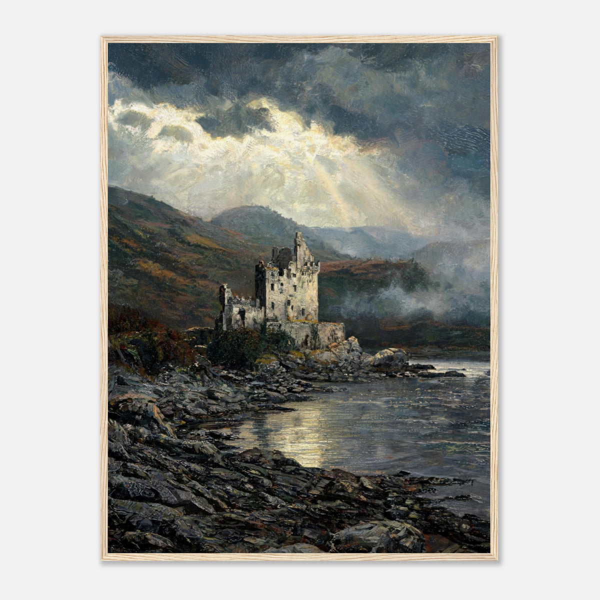 Historic Scottish Castle by Lakeside Impressionist Art Print