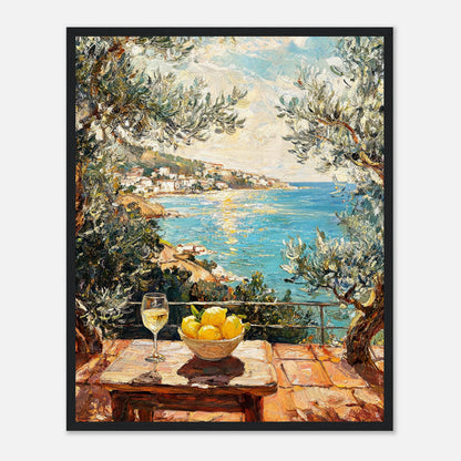 Mediterranean Terrace Lemons Sea View Impressionist Art Print
