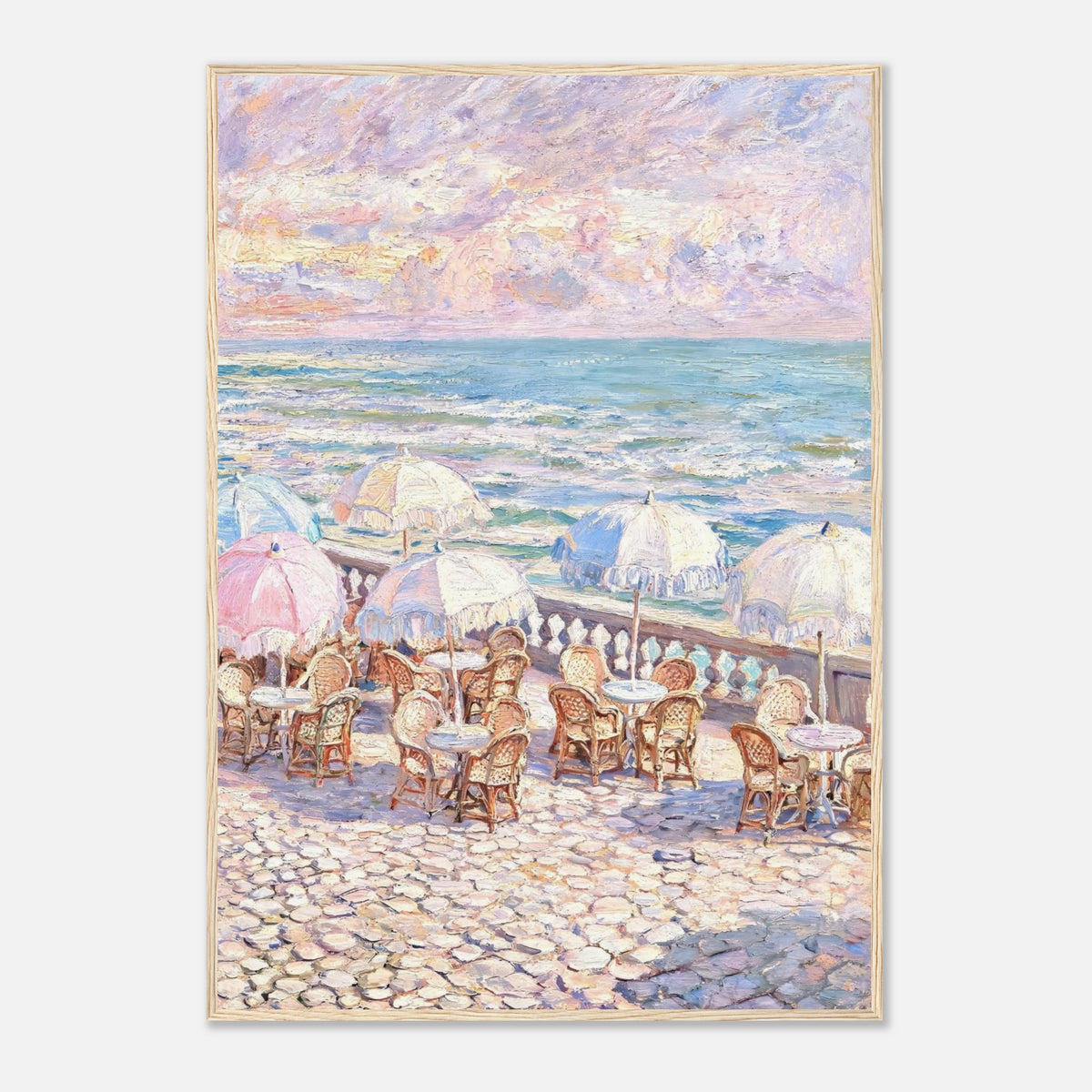 Pastel Seaside Cafe Impressionist Art Print