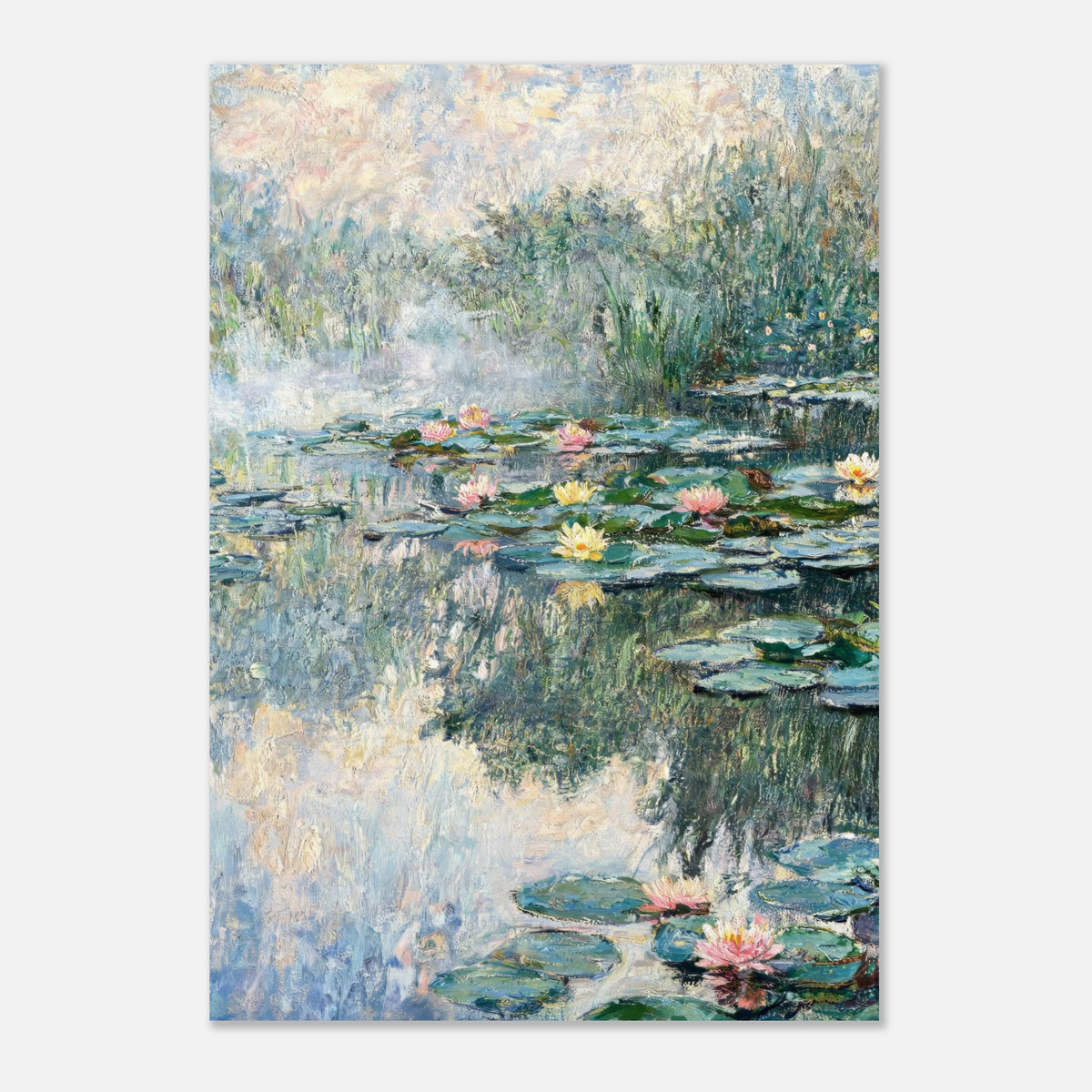 Misty Morning Water Lilies Impressionist Art Print