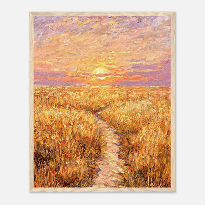 Golden Meadow at Sunset Impressionist Art Print