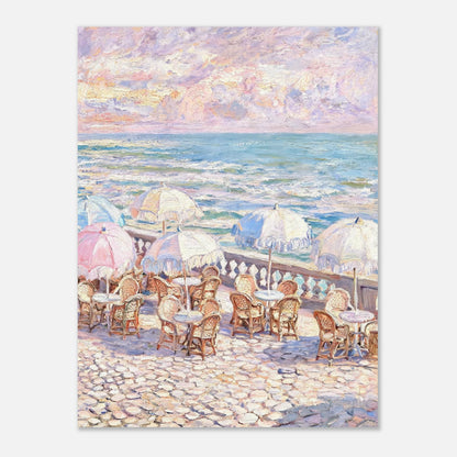 Pastel Seaside Cafe Impressionist Art Print
