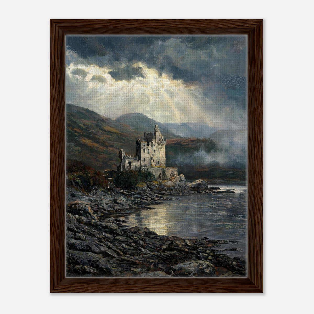 Historic Scottish Castle by Lakeside Impressionist Art Print