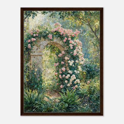 Rose-Covered Stone Arch & Sunlit Garden Impressionist Art Print