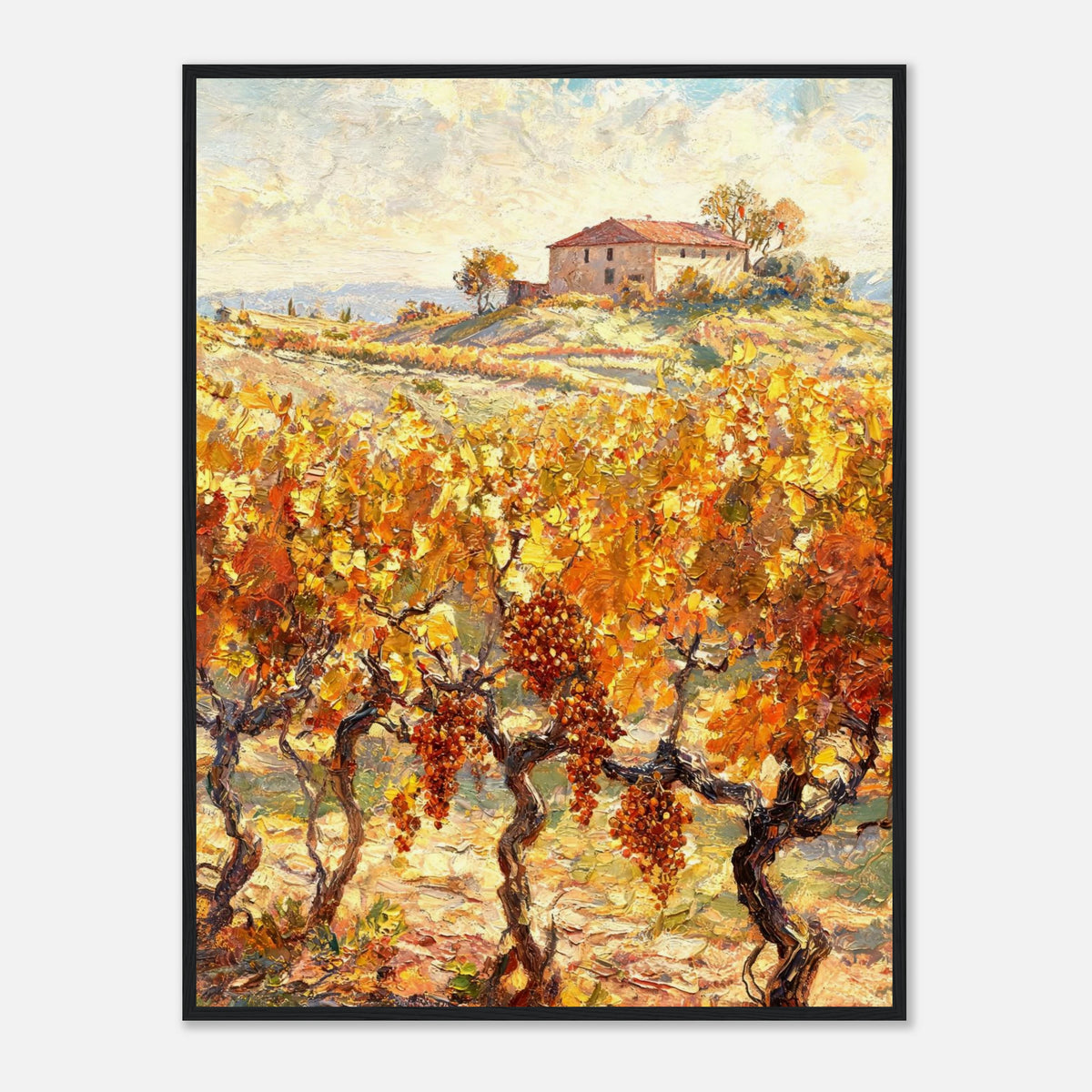 Tuscan Vineyard in Autumn Impressionist Art Print