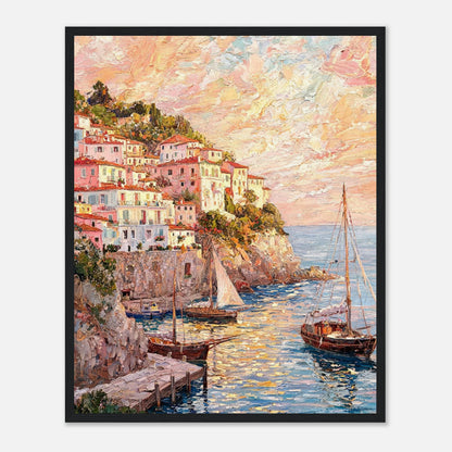 Amalfi Coast Sunset Village Impressionist Art Print