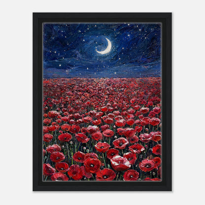 Moonlit Red Poppy Field Impressionist Art Print