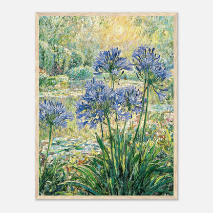 Blue Agapanthus & Sunlit Garden Impressionist Art Print