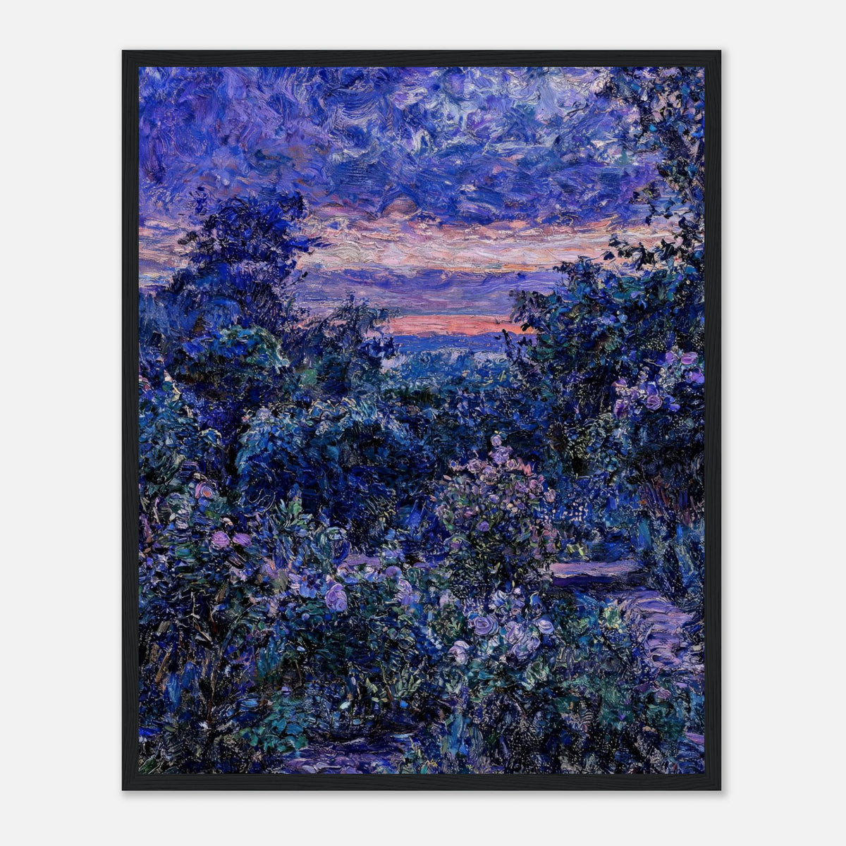Twilight Garden & Blue Dusk Impressionist Art Print