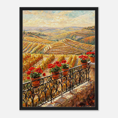 Tuscan Terrace Autumn Vineyard View Impressionist Art Print