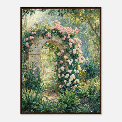 Rose-Covered Stone Arch & Sunlit Garden Impressionist Art Print