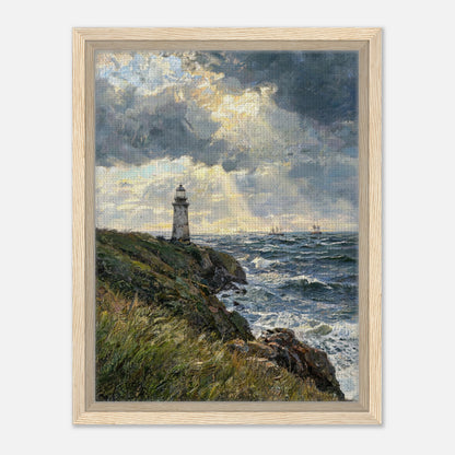 Coastal Lighthouse at Stormy Sunset Impressionist Art Print