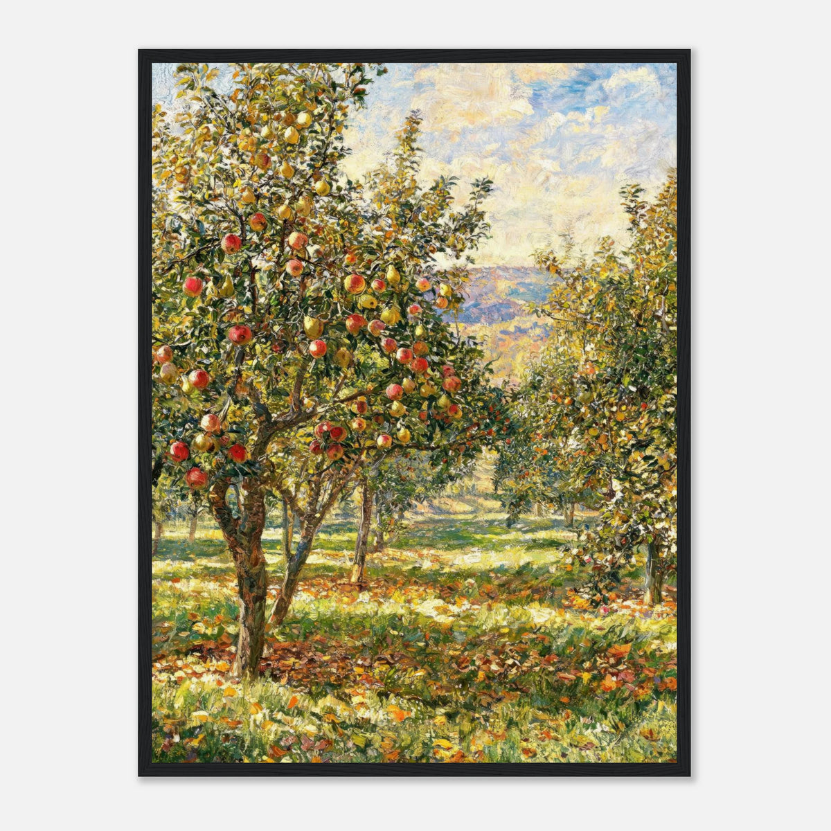 Sunlit Apple Orchard in Autumn Impressionist Art Print