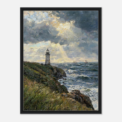 Coastal Lighthouse at Stormy Sunset Impressionist Art Print