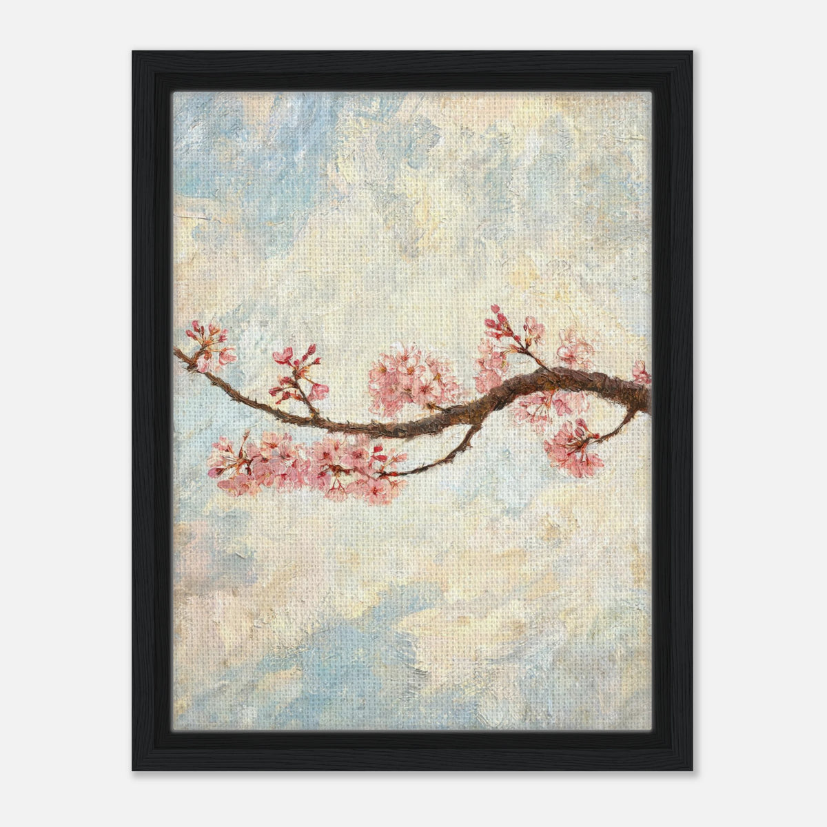 Blossoming Cherry Branch & Pastel Sky Impressionist Art Print