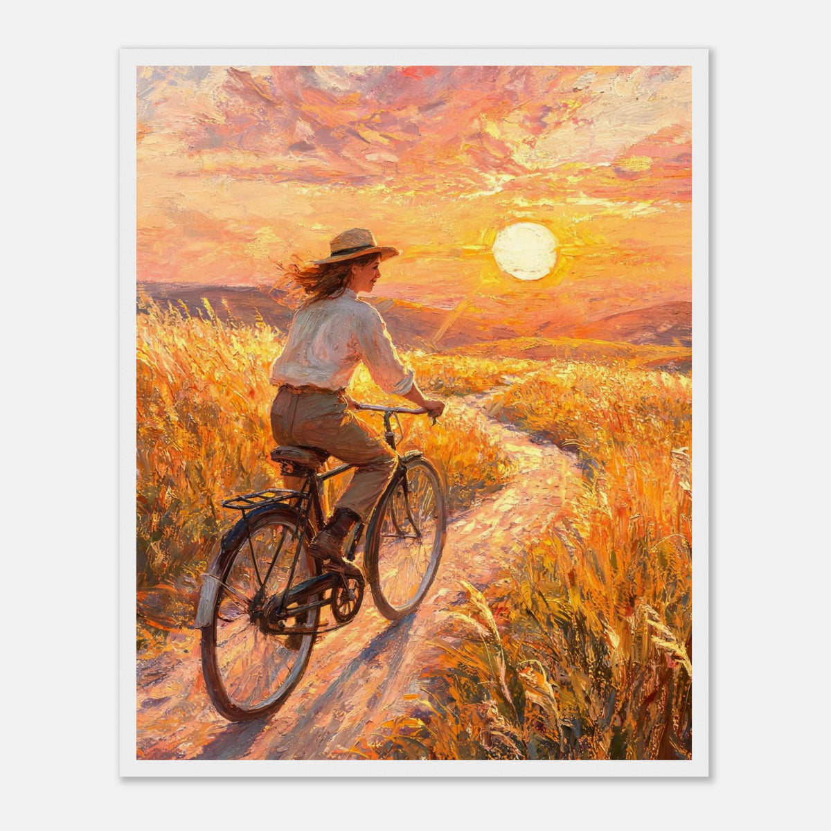 Sunset Bicycle Ride Framed Fine Art Print