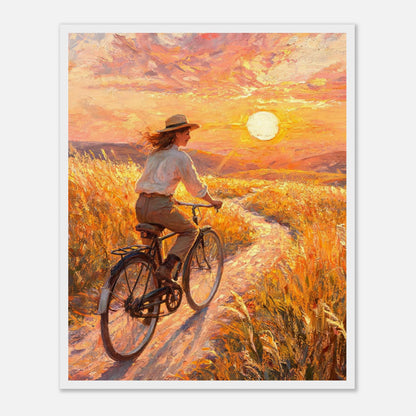 Sunset Bicycle Ride Framed Fine Art Print