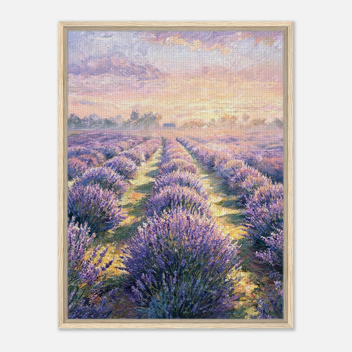 Provence Lavender Field at Sunset Impressionist Art Print