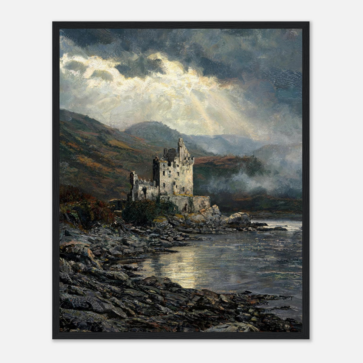 Historic Scottish Castle by Lakeside Impressionist Art Print