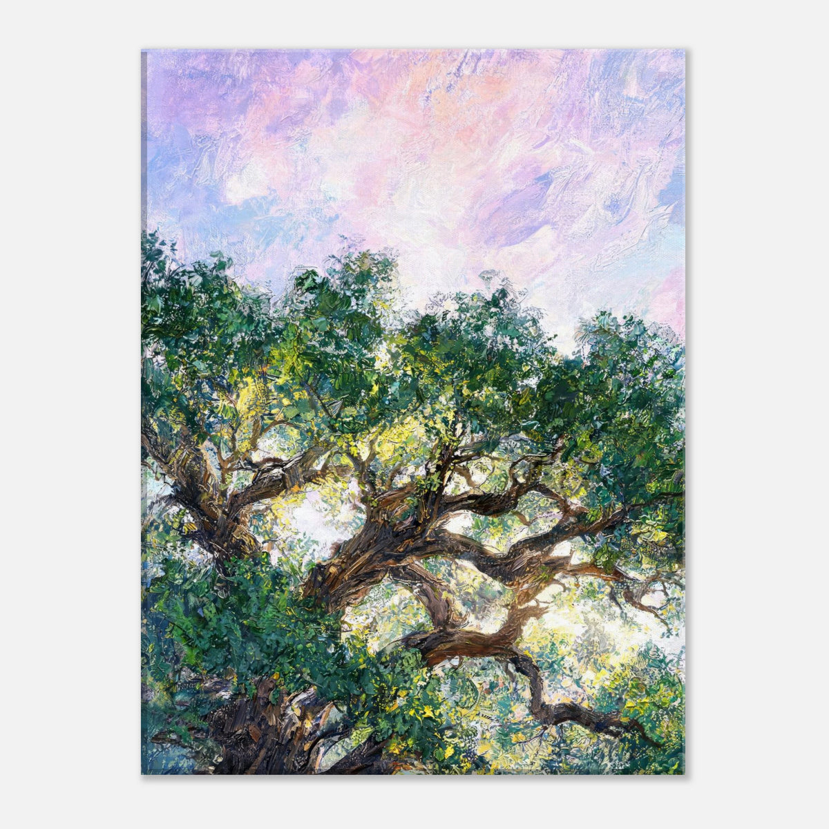 Ancient Tree & Pastel Sky Impressionist Art Print