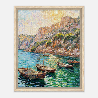 Mediterranean Coastal Cove Fishing Boats Impressionist Art Print