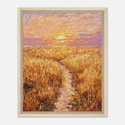 Golden Meadow at Sunset Impressionist Art Print