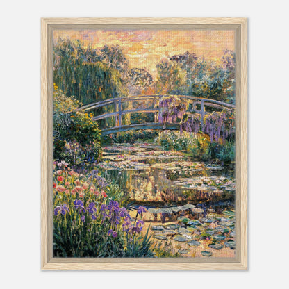Golden Sunset Japanese Bridge Impressionist Art Print