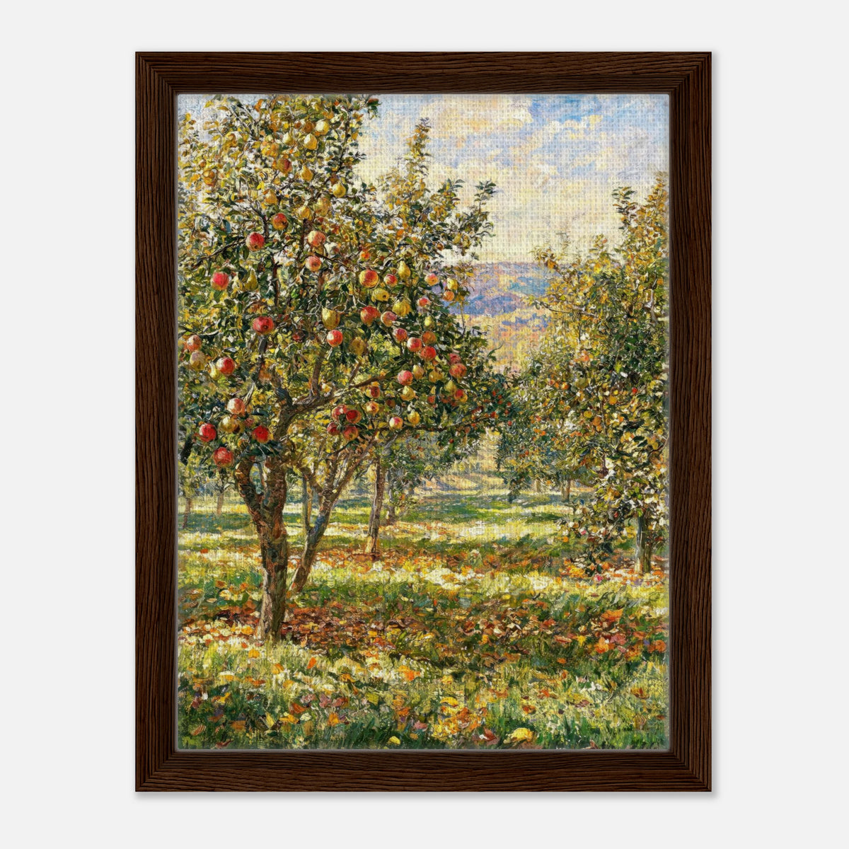 Sunlit Apple Orchard in Autumn Impressionist Art Print