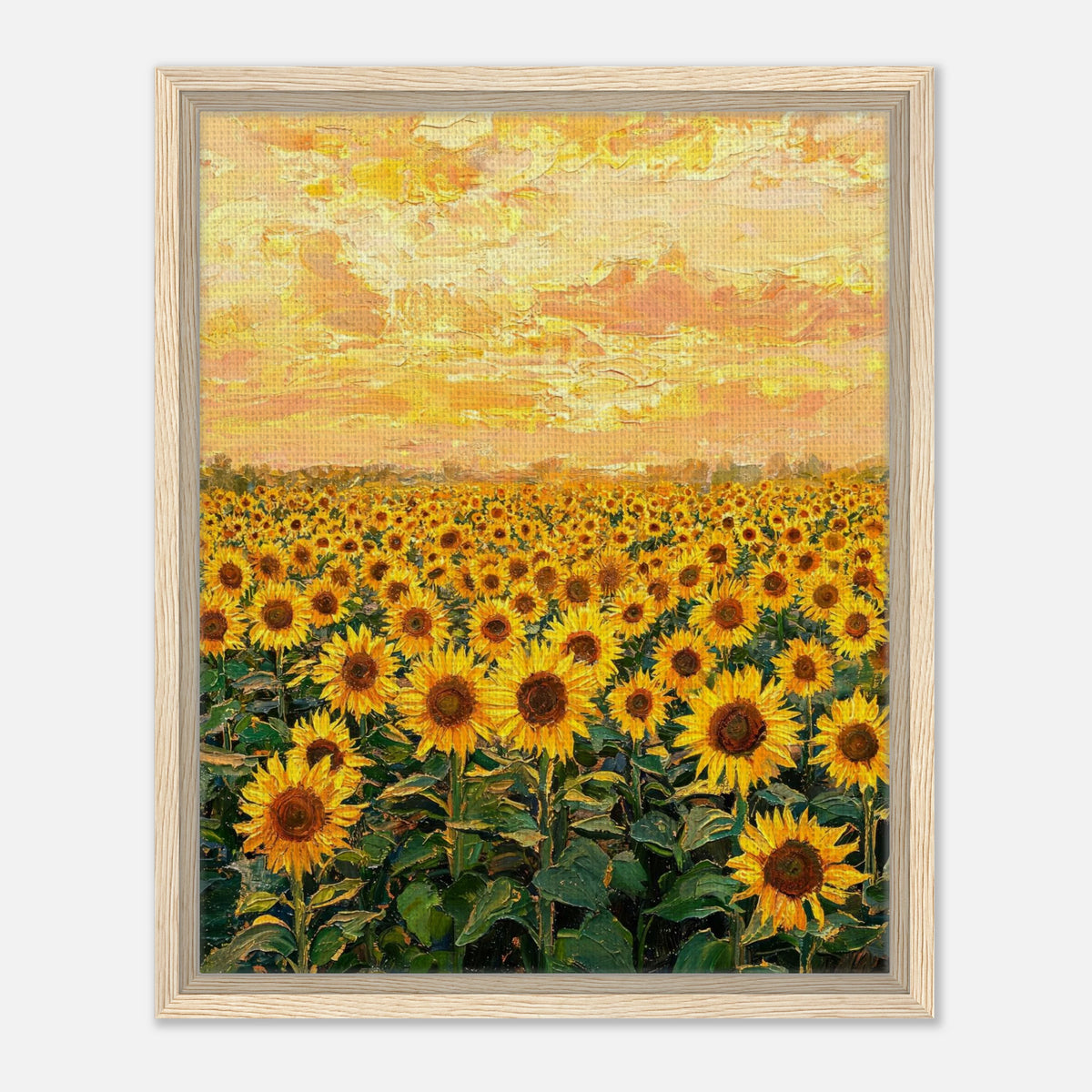 Glowing Sunflower Meadow Framed Canvas Art