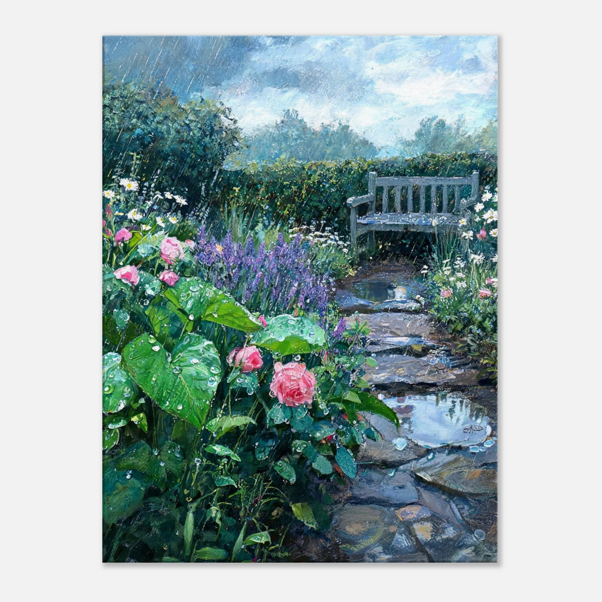 Raindrops in the Secret Garden Impressionist Art Print