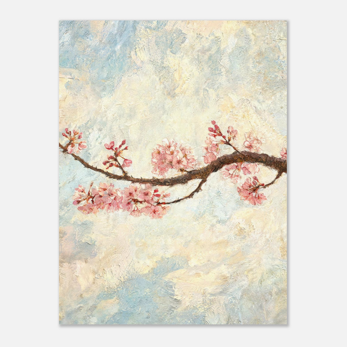 Blossoming Cherry Branch & Pastel Sky Impressionist Art Print