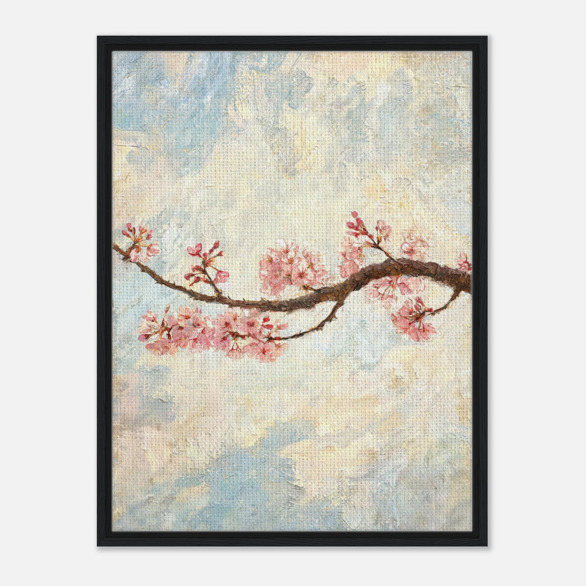 Blossoming Cherry Branch & Pastel Sky Impressionist Art Print