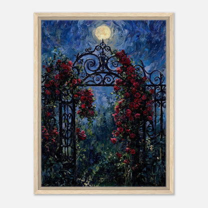 Moonlit Rose Arch Garden Impressionist Art Print