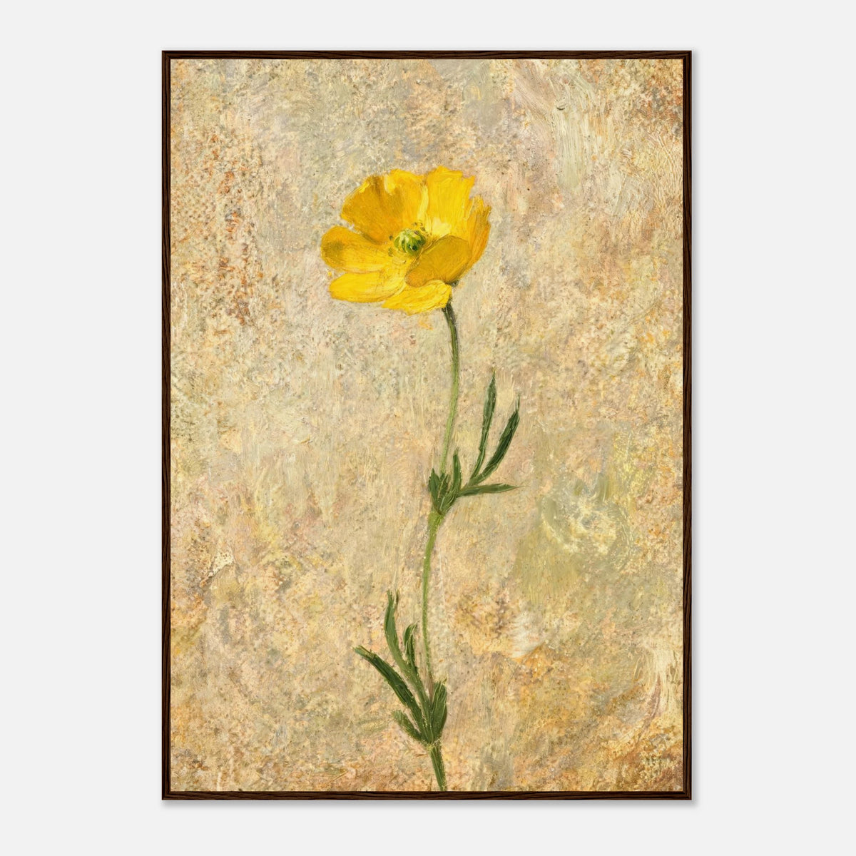 Solitary Yellow Wildflower Impressionist Art Print
