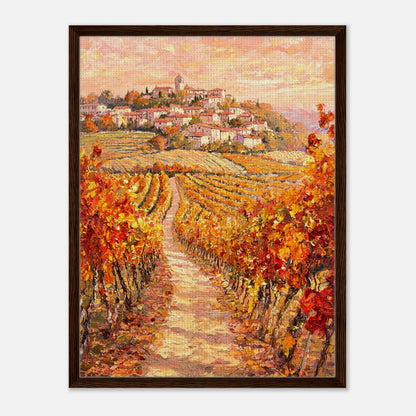 Autumn Vineyard Path Hilltop Village Impressionist Art Print